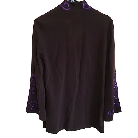 Tory Burch Brown  Wool Tunic Top with Embroidered Details Sz 4 - Picture 2 of 9